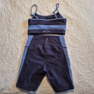 Wilo the Label women's size Small blue top and bottom workout set EUC or better